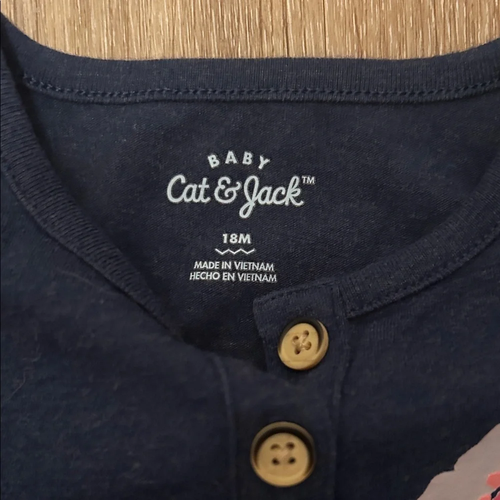 Navy Blue Baby Onesie with Floral Detail